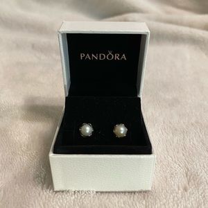 Pandora Silver Stud Pearl Earrings